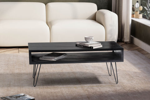 Rootz Rectangular Living Room Table - Coffee Table - Modern Table - Mango Wood Grain - 100cm x 50cm x 40cm