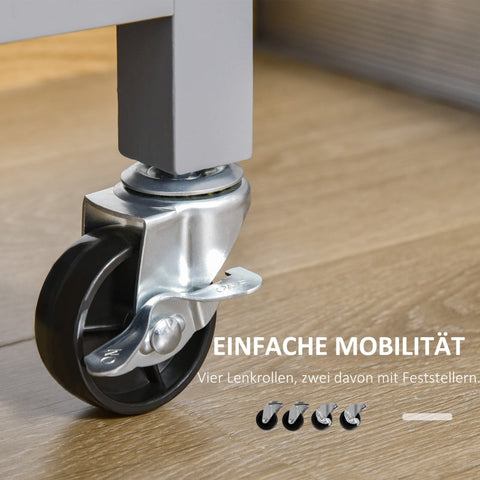 Rootz Keukentrolley met Laden en Kast - Keukenwagen - Rollend Eiland - Voldoende opbergruimte - Tijdloos ontwerp - Mobiliteit en stabiliteit - 108 cm x 45 cm x 89 cm - Grijs+Natuurlijk