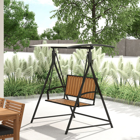 Rootz Hollywood Swing Chair - 2-Seater Garden Swing - Outdoor Swing - Adjustable Sunroof - 142cm x 112cm x 162cm - Black