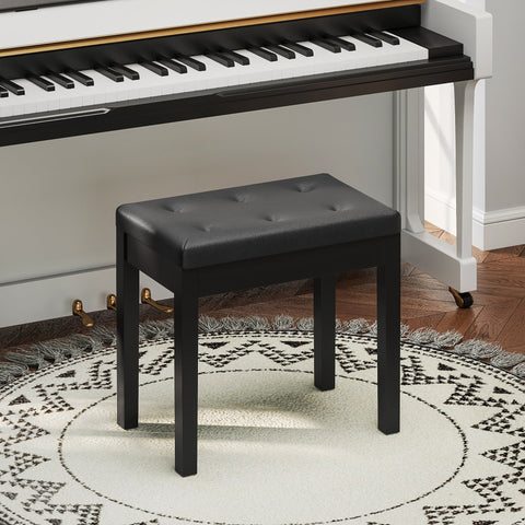 Rootz Piano Bench - Musician Seat - Black Instrument Stool - Storage Space - 55cm x 34cm x 50cm