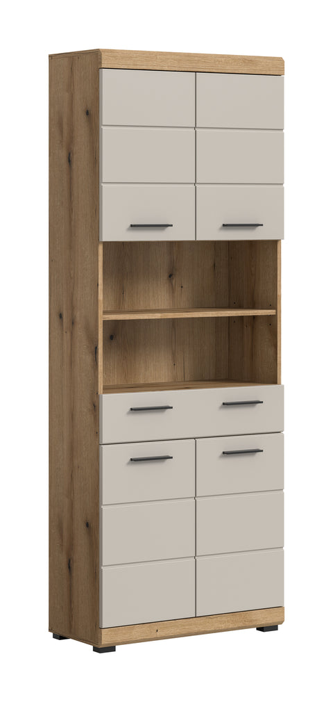 Rootz Tall Cabinet - Storage Organizer - Space Saver - Durable MDF - 74cm x 191cm x 31cm - Brown & white Imitation Finish