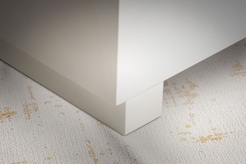 Rootz Elegant Coffee Table - Cube Table - High-Gloss Finish - White - Remote Control Storage - Versatile Design - 60cm x 60cm x 35cm