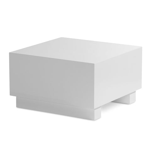 Rootz Elegant Coffee Table - Cube Table - High-Gloss Finish - White - Remote Control Storage - Versatile Design - 60cm x 60cm x 35cm