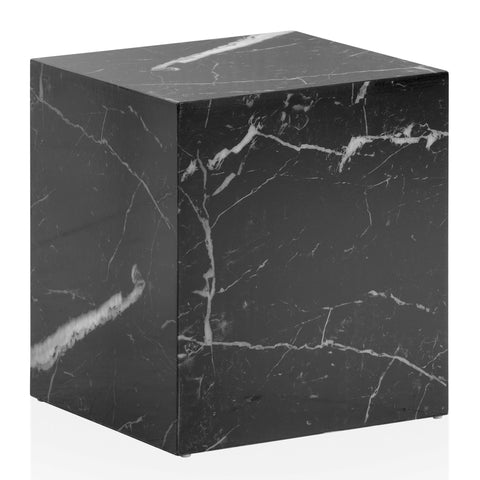 Rootz Elegant Coffee Table - Side Table - Marble Look - Black - Storage Area - Side Table - 40cm x 40cm x 45cm