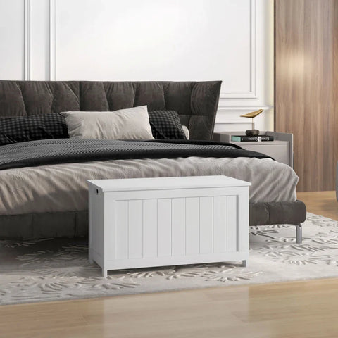 Rootz Seat Chests - Storage Box - Toy Chest - 2 Handles - Children's Room - Wooden Chest - MDF - White - 81L x 40W x 46H cm