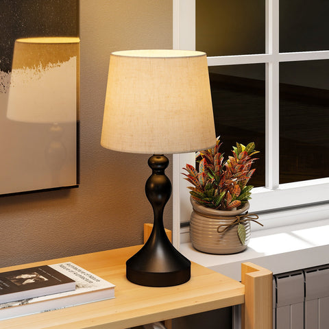 Rootz LED Table Lamp - Bedside Lamp - Modern Nightstand Light - USB A+C Charging - 3 Color Temperatures - 28x54cm - Black & White- Decluttered Charging