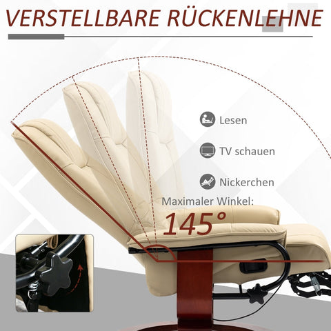 Rootz Recliner Chair - Swivel Lounge Chair - Faux Leather - 360° Rotation - 78cm x 87cm x 100cm