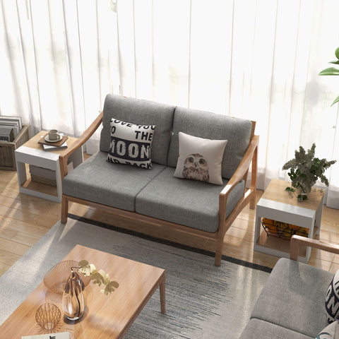 Rootz Set of 2 Side Tables - Sofa Table - Bedside Table - Space Saving - 40 x 40 x 45 cm - White and Brown