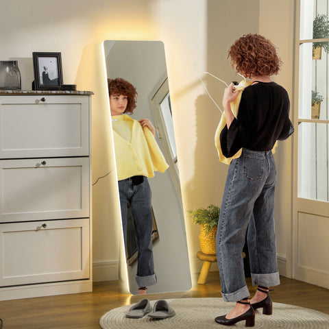 Rootz LED Full-Length Mirror - Dressing Mirror - Standing Mirror - Dimmable - Touch Control - 40 x 150 cm - Frameless Design - Optimal Illumination