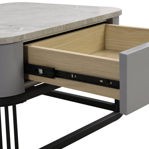 Rootz Modular Coffee Table Set - High-Gloss Marble - Glass Top - Luxurious Design - 60x60x42cm & 50x50x34cm - Practical Drawers
