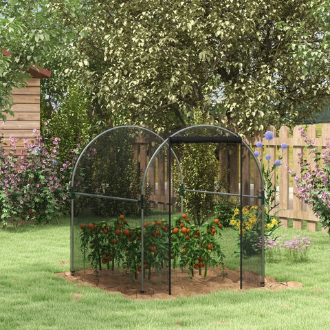 Rootz Plant Protection Net - Bird Protection - Garden Net - With Door And Sturdy Steel Frame - Black + Silver - 1.2x1.5x1.5m