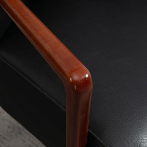 Rootz Accent Chair - Decorative Armchair - Lounge Chair - Faux Leather - 67cm x 77cm x 80cm - Easy Assembly - Rubberwood Frame