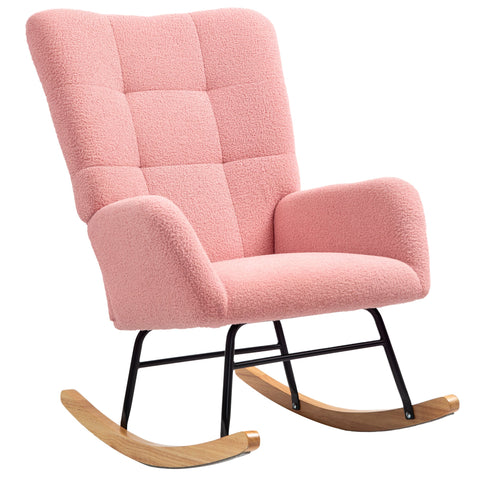 Rootz Rocking Chair - Cozy Armchair - Velvet Wingless Chair - Thick Padding - 70cm x 94cm x 100cm