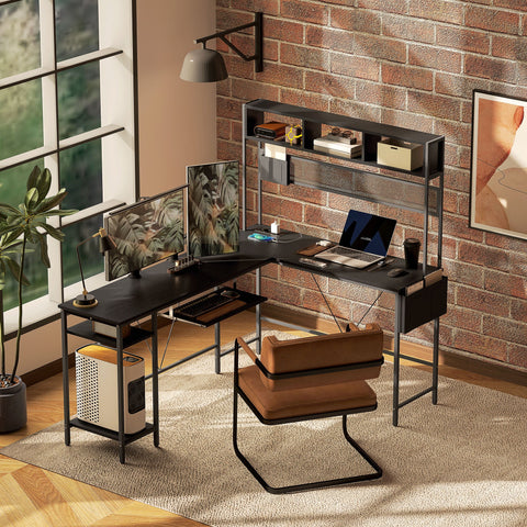 Rootz Modular Corner Desk - L-Shaped Desk - Industrial Style Furniture - Charging Station - 160cm x 120cm x 145cm