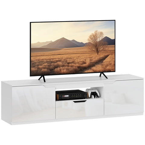 Rootz TV Lowboard - Media Console - Television Stand - High Gloss Finish - Fits TVs up to 65" - 160 x 38 x 43 cm