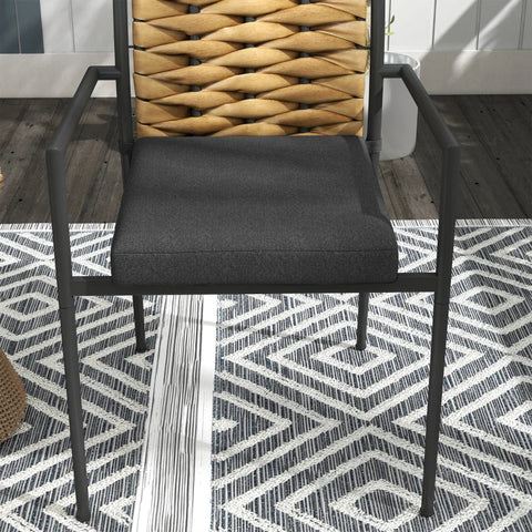 Rootz Garden Chairs - Outdoor Chairs - Patio Chairs - Seat Cushions - Weatherproof - Modern Design - PE Rattan - Polyester - Black - 57 X 58 X 87cm