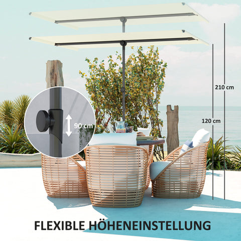 Rootz Parasol - Rotating Sunshade - Adjustable Garden Screen - UV Protection UPF 50+ - 150x205cm White and Black