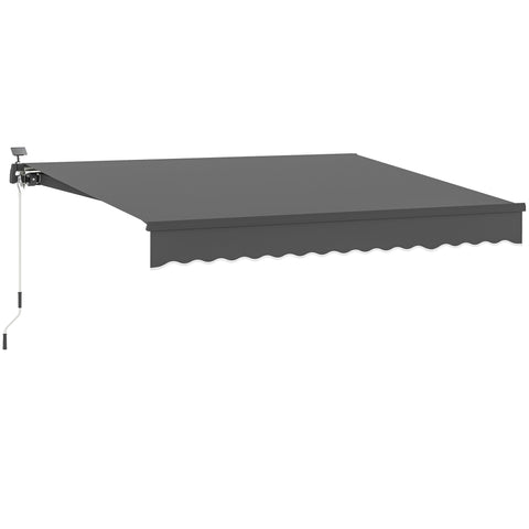 Rootz Klemmmarkise with Hand Crank - Joint Arm Awning - Sun Shades - UV 50+ Protection - 395cm x 300cm - Solar LED Lights