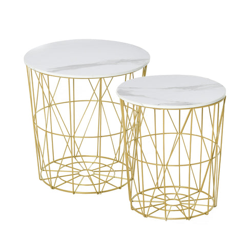 Rootz Set of 2 Nesting Coffee Tables - Side Tables - Retro Tables - Elegant Design - 44cm x 45.5cm & 35cm x 41cm