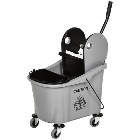 Rootz Industrial Cleaning Cart - Janitorial Cart - Mop Bucket - 36L Capacity - Water Separator - Non-Marking Wheels - Plastic and Metal - 54cm x 41.5cm x 91.5cm