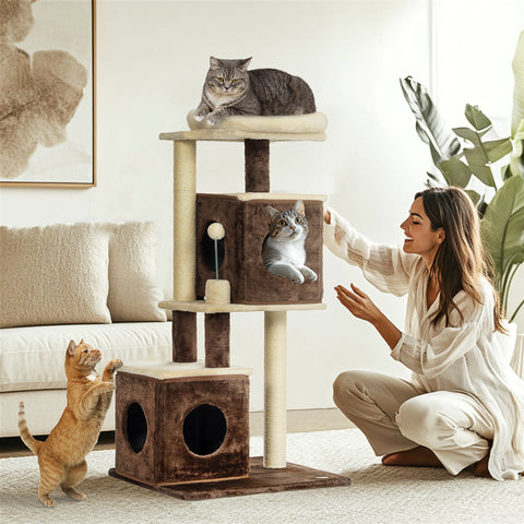 Rootz Cat Tree - Divisible Cat Tower - Indoor Cat Playground - Cozy Hideaway - 55cm x 48cm x 107cm