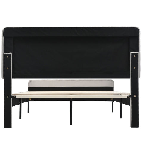 Rootz Upholstered Double Bed - Elegant Bed - Durable Platform Bed - Adjustable Headboard - 209L x 165W x 101-107H cm