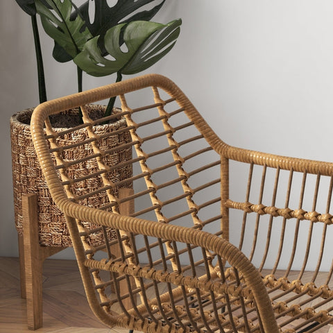 Rootz Set of 2 Boho Style Kitchen Chairs - Dining Chairs - Rattan Chairs - Natural Aesthetic - Comfortable Design - Durable Construction - 56cm x 60cm x 79cm