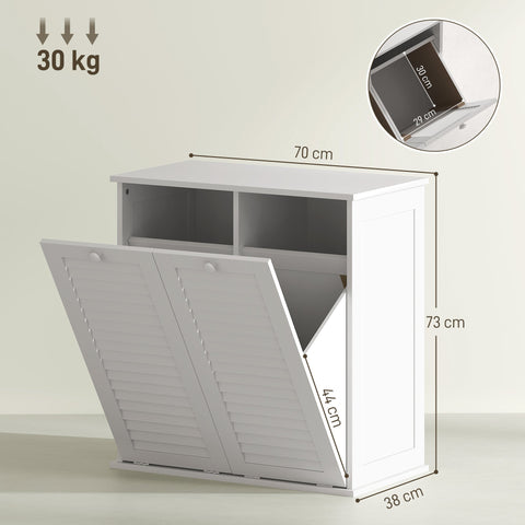 Rootz Washing Cabinet - Laundry Organizer - Sorting Unit - Stylish & Durable MDF - 70 x 38 x 73 cm - White