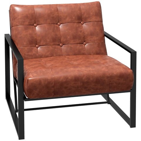 Rootz Lounge Chair - Chesterfield Relaxation Chair - Padded Faux Leather - Neo-Retro Comfort - 75cm x 81cm x 78cm
