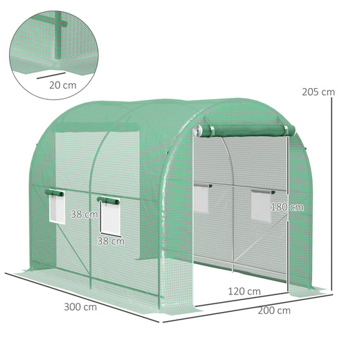 Rootz Greenhouse Tunnel - Garden Plant Shelter - Weatherproof Plant Protector - Reinforced Frame - 3x2x2.05m (LxWxH)