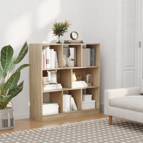 Rootz Bookcase - Standing Shelf - Living Rooms - 8 Shelves - Modern Design - Chipboard - Oak - 97.5 X 30 X 100 Cm