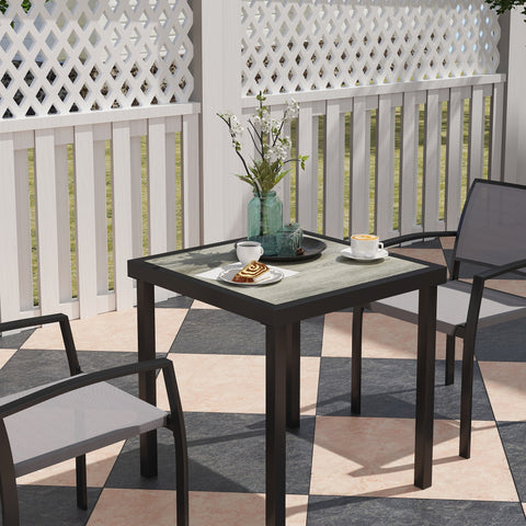 Rootz 3-Part Outdoor Dining Set - Patio Table Set - Weather-Resistant Furniture - Steel Frames - Table: 70x70x72cm, Chair: 55.5x59x80cm