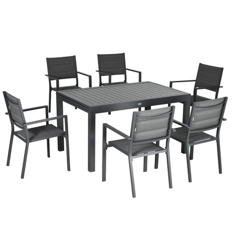 Rootz Garden Furniture Set - Outdoor Dining Set - Patio Set - Durable Aluminum - 135-270 cm Extendable Table, 8 Chairs, Grey