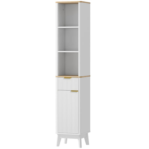 Rootz Bathroom Tall Cabinet - Bathroom Closet - Storage Tower - Space-saving Design - 33 x 30 x 170 cm - White