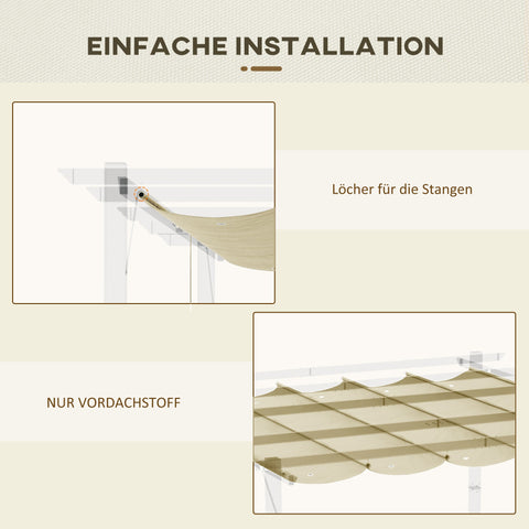 Rootz Pergola Replacement Roof - Canopy - Shade Cover - Rain Drainage - 250L x 255W cm - Brown Polyester