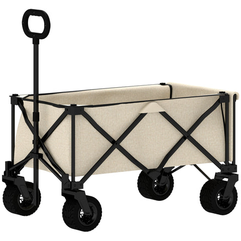 Rootz Garden Car - Foldable Transport Cart - Resilient Handcart - 100kg Capacity - 90cm x 48cm x 92cm - Brown Oxford Fabric