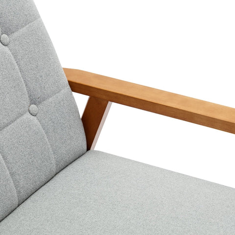 Rootz Leisure Chair - Mid-Century Modern Chair - Lounge Chair - Solid Wood - Linen Fabric - 71cm x 64.5cm x 77cm