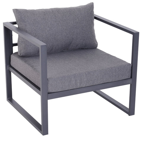 Rootz 6 Piece Patio Lounge Set - Outdoor Furniture - Sectional Sofa - Powder-Coated Aluminum - Thickly Padded Cushions - 65cm x 65cm x 63cm