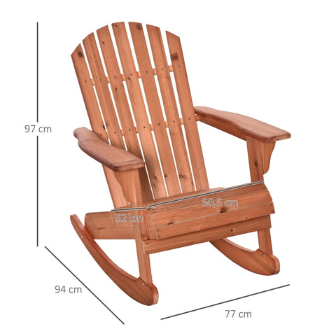 Rootz Adirondack Garden Rocking Chair - Outdoor Rocker - Patio Rocking Chair - Ultimate Comfort - Weather-Resistant - Easy Maintenance - 77cm x 94cm x 97cm - Fir Wood