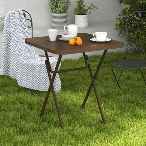Rootz Outdoor Garden Table - Foldable - Stylish & Cozy - Weatherproof Polyrattan - 60L x 60W x 71H cm Brown