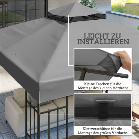 Rootz 3m x 3m Gazebo Replacement Roof - Gazebo Tarpaulin - Sun Shade - UPF30+ Protection - 300cm x 300cm