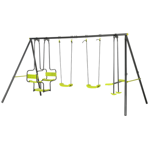 Rootz 4 Swing Set - Playground Set - Children’s Outdoor Playset - Corrosion-Resistant Metal - 3.55m x 1.84m x 1.86m