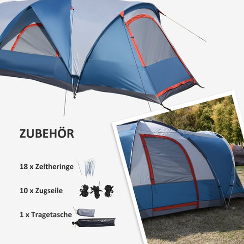 Rootz Camping Tent - Outdoor Shelter - Family Tent - Spacious Design - Water-Repellent - UV-Resistant - 475L x 207W x 150H cm