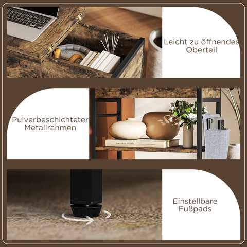 Rootz Side Table - Bedside Table - Rustic Nightstand - USB Connections - 60 x 29.8 x 58.5 cm - Organized Storage Space