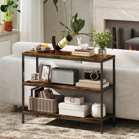 Rootz Console Table - Side Table - Entrance Organizer - Durable Chipboard & Metal - 101cm x 35cm x 80cm - Brown