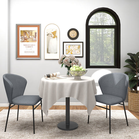 Rootz Set of 2 Dining Chairs - Padded Seats - Upholstered Chairs - Modern Design - 52W x 55D x 80H cm - Gray - Steel Legs