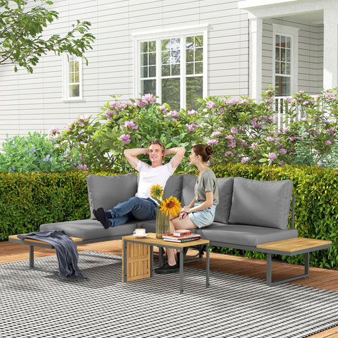 Rootz Outdoor Furniture Set - Garden Lounger - Modular Seating - Adjustable Backrests - Steel Frames - 175cm x 65cm x 70cm