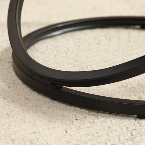 Rootz Round Coffee Table - Industrial Design - Side Table - Elegant Touch - Black & Brown - Ø 60 x 46H cm