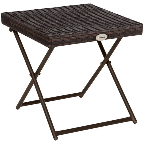 Rootz Polyrattan Balcony Table - Garden Table - Foldable - Steel Frame - Easy To Clean - Black - 40x40x40 cm