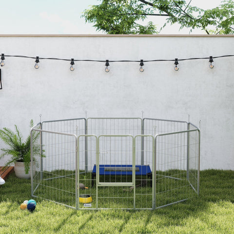 Rootz Pet Enclosure - Dog Fence - Pet Playground - Flexibly Customizable - Stainless Steel - 160x160x80cm